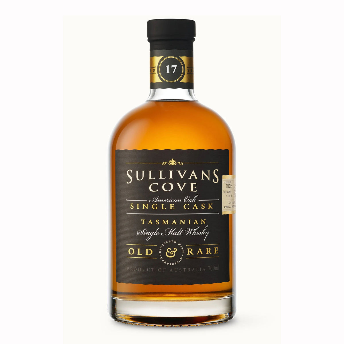 Sullivans Cove Old & Rare American Oak Single Cask 17 Year Old Single Malt Whisky 700ml (TD0129) - Kent Street Cellars