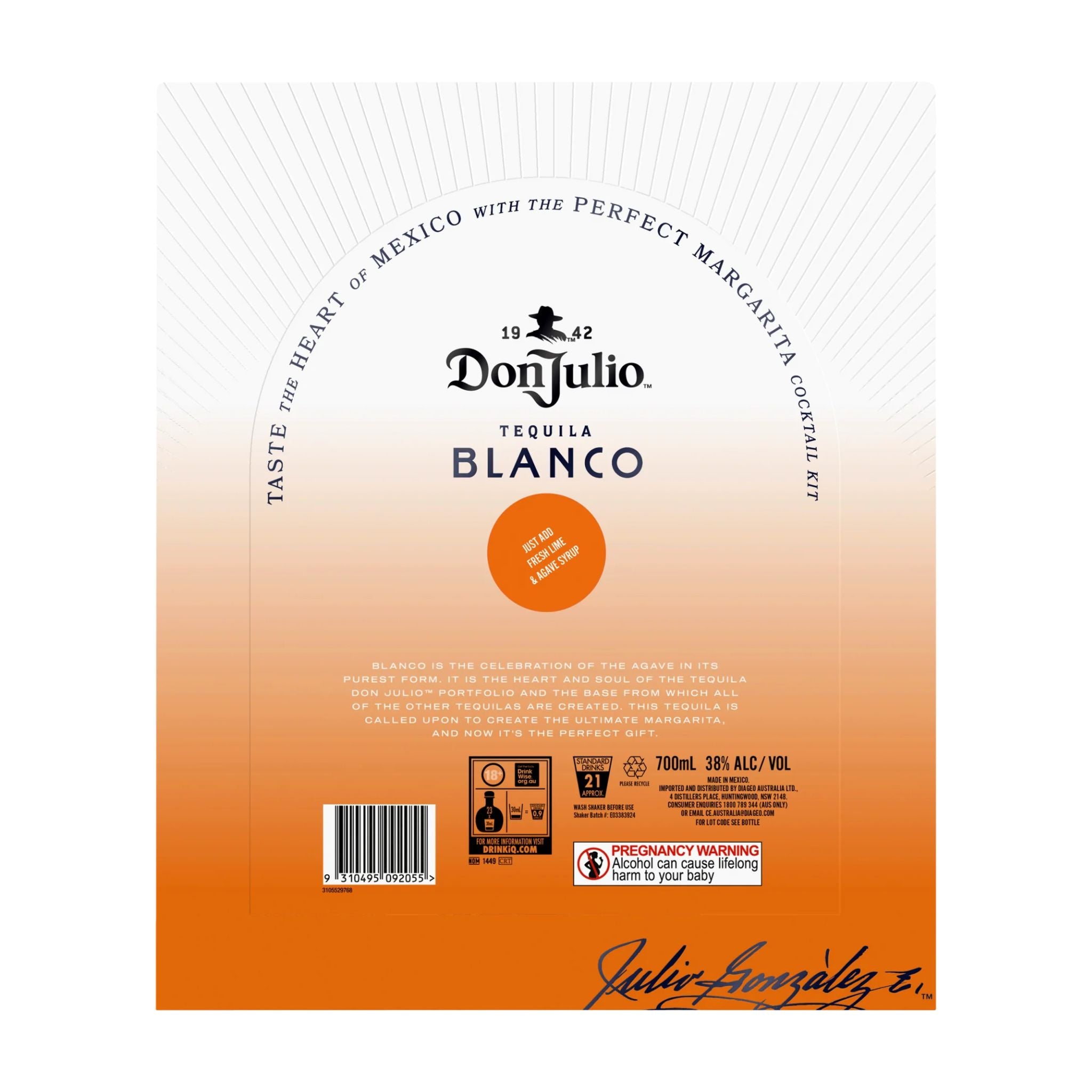 Don Julio Blanco Tequila 700ml & Shaker Gift Set