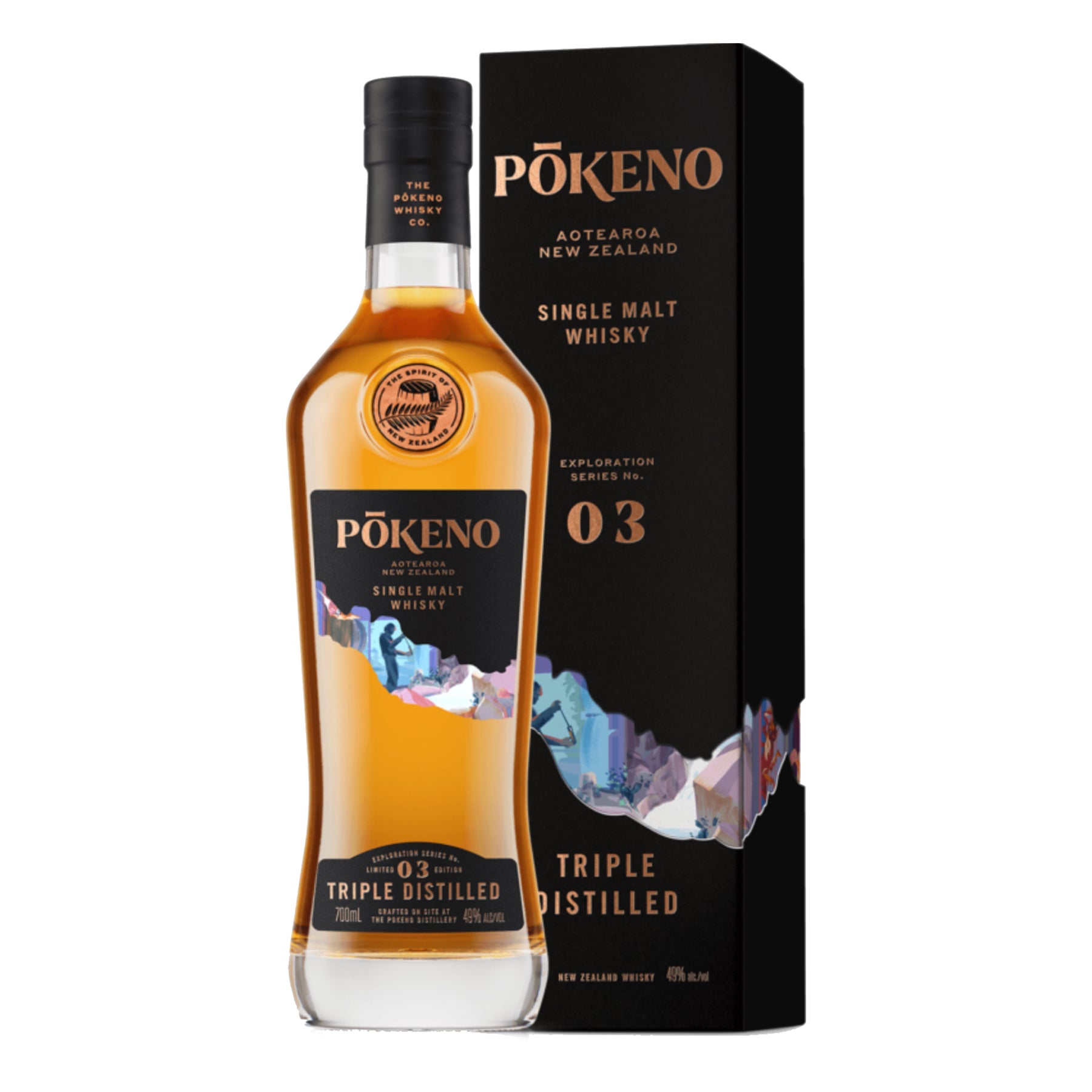 Pōkeno New Zealand Triple Distilled Single Malt Whisky 700ml