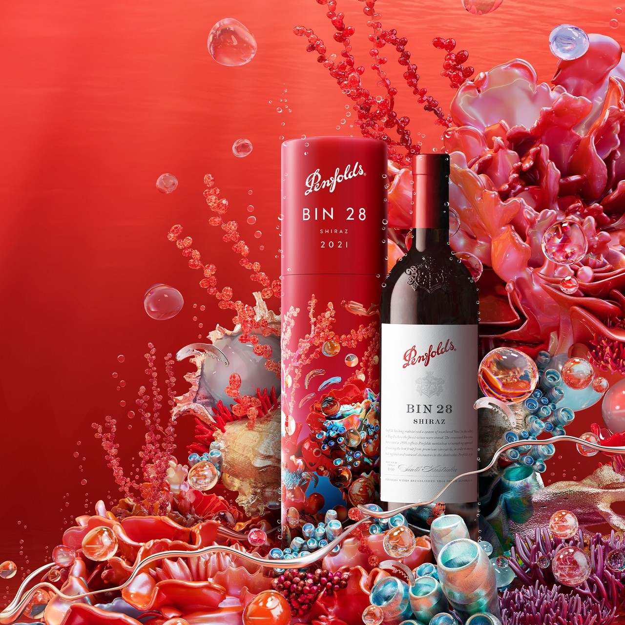 Penfolds Bin 28 Kalimna Shiraz 2021 (Ocean Gift Tube)