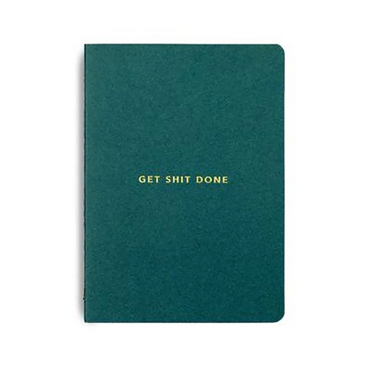 MiGoals Get Shit Done Notebook, Teal & Gold, A6