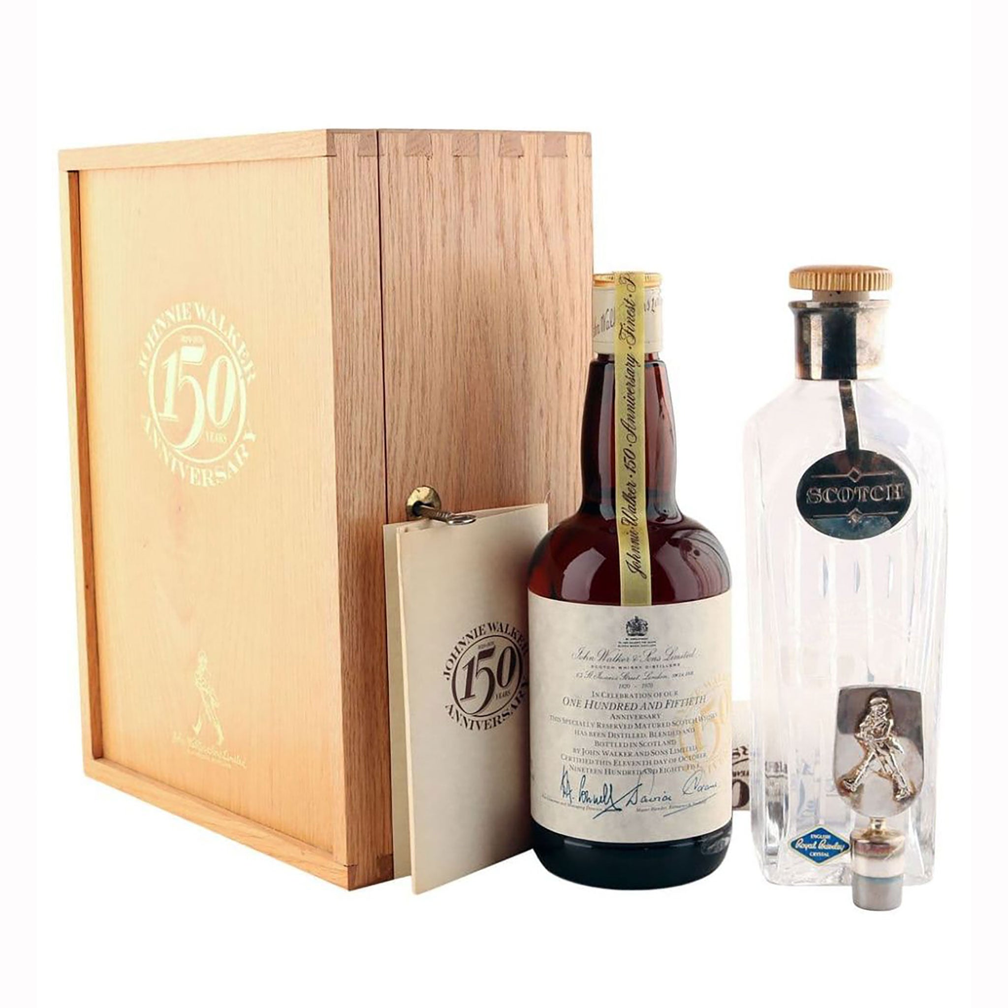 Johnnie Walker 150th Anniversary Blended Scotch Whisky 750ml Bottle and Crystal Decanter