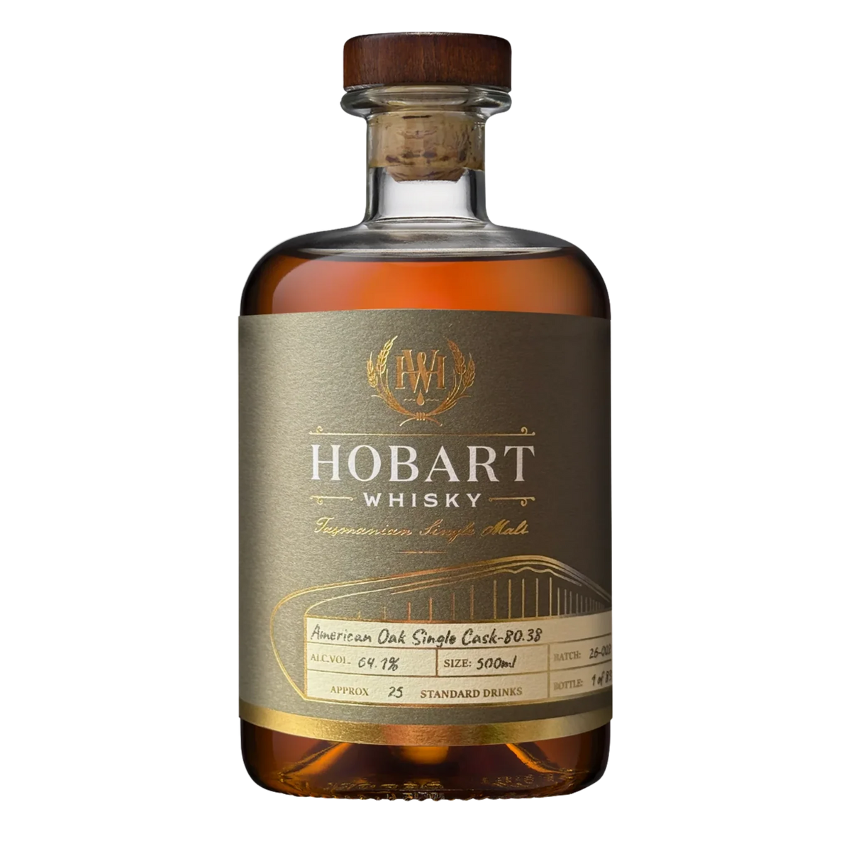 Hobart Whisky American Oak Single Cask #8038 Cask Strength Single Malt Whisky 500ml - Kent Street Cellars