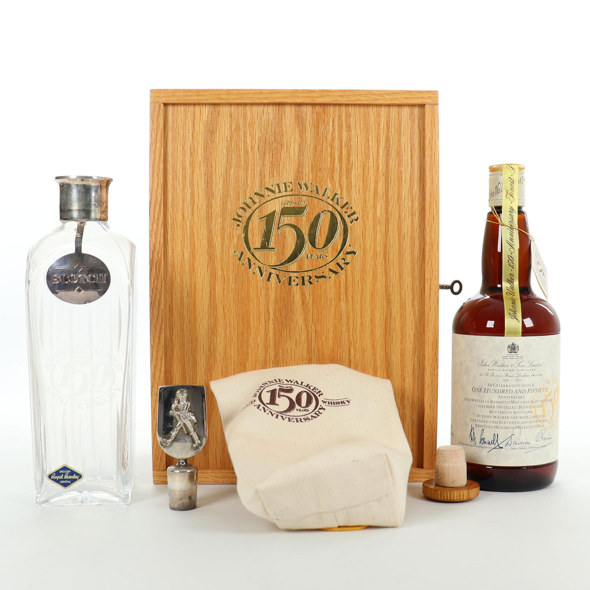 Johnnie Walker 150th Anniversary Blended Scotch Whisky 750ml Bottle and Crystal Decanter