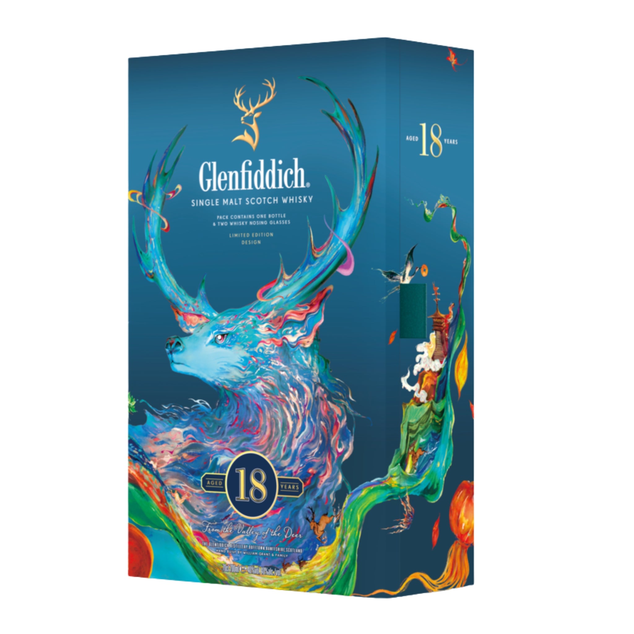 Glenfiddich 18 Year Single Malt Scotch Whisky + 2 Glasses Limited Edition Gift Pack