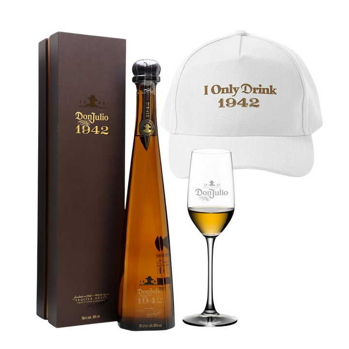 Don Julio 1942 Añejo Tequila 750ml, 1942 Baseball Cap + 1942 Tequila Glass