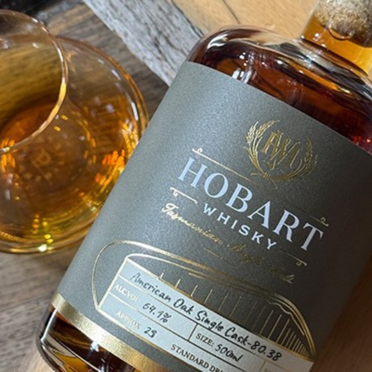 Hobart Whisky American Oak Single Cask #8038 Cask Strength Single Malt Whisky 500ml