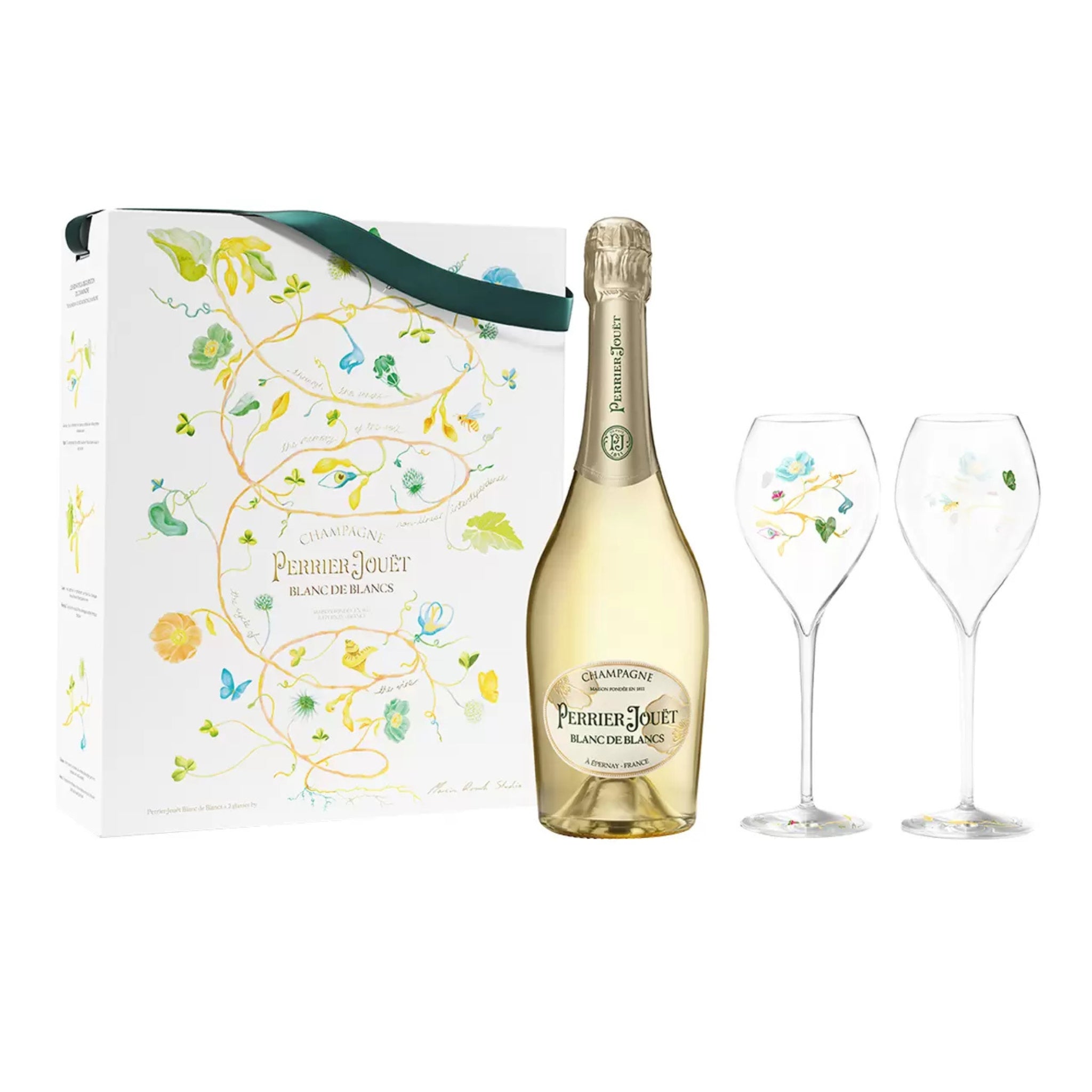 Perrier-Jouët Blanc de Blancs 2本 未開封 Perrier-Jouët Blanc de Blanc NV + 2 Glasses Set | Kent Street Cellars