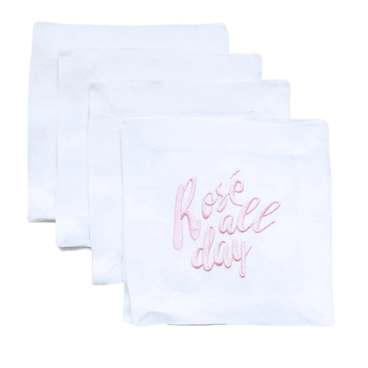 Lettermade Rosé All Day Linen Cocktail Napkins, Set of 4