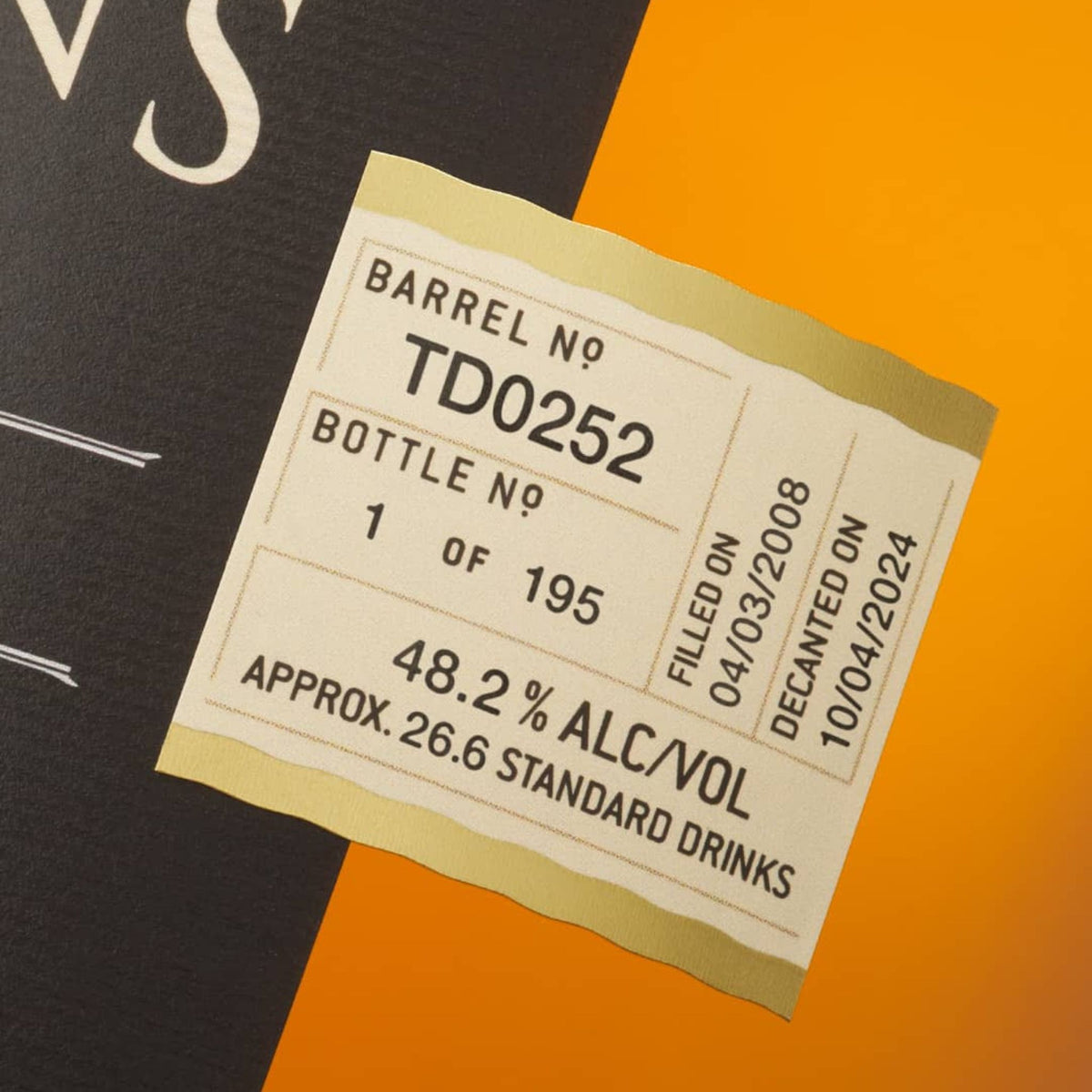 Sullivans Cove stays true to its promise of bottling only the unique and exceptional. TD0252 reached its peak after 16 years of maturation in a single American Oak ex-Bourbon cask. - Kent Street Cellars