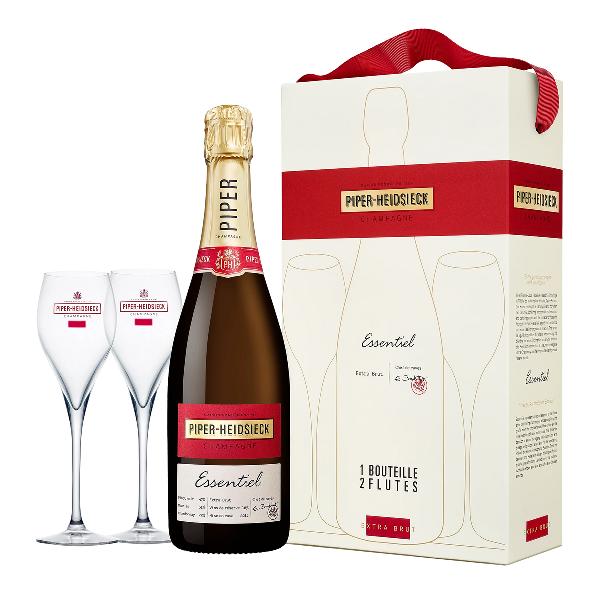 Piper-Heidsieck Essentiel Extra Brut + 2 Champagne Flutes - Kent Street Cellar