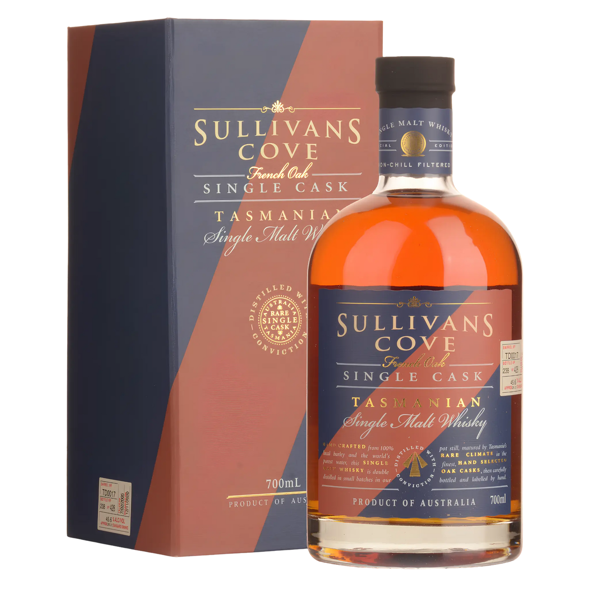 Sullivans Cove French Oak Second Fill Single Cask Single Malt Whisky 700ml (TD0423) - Kent Street Cellars