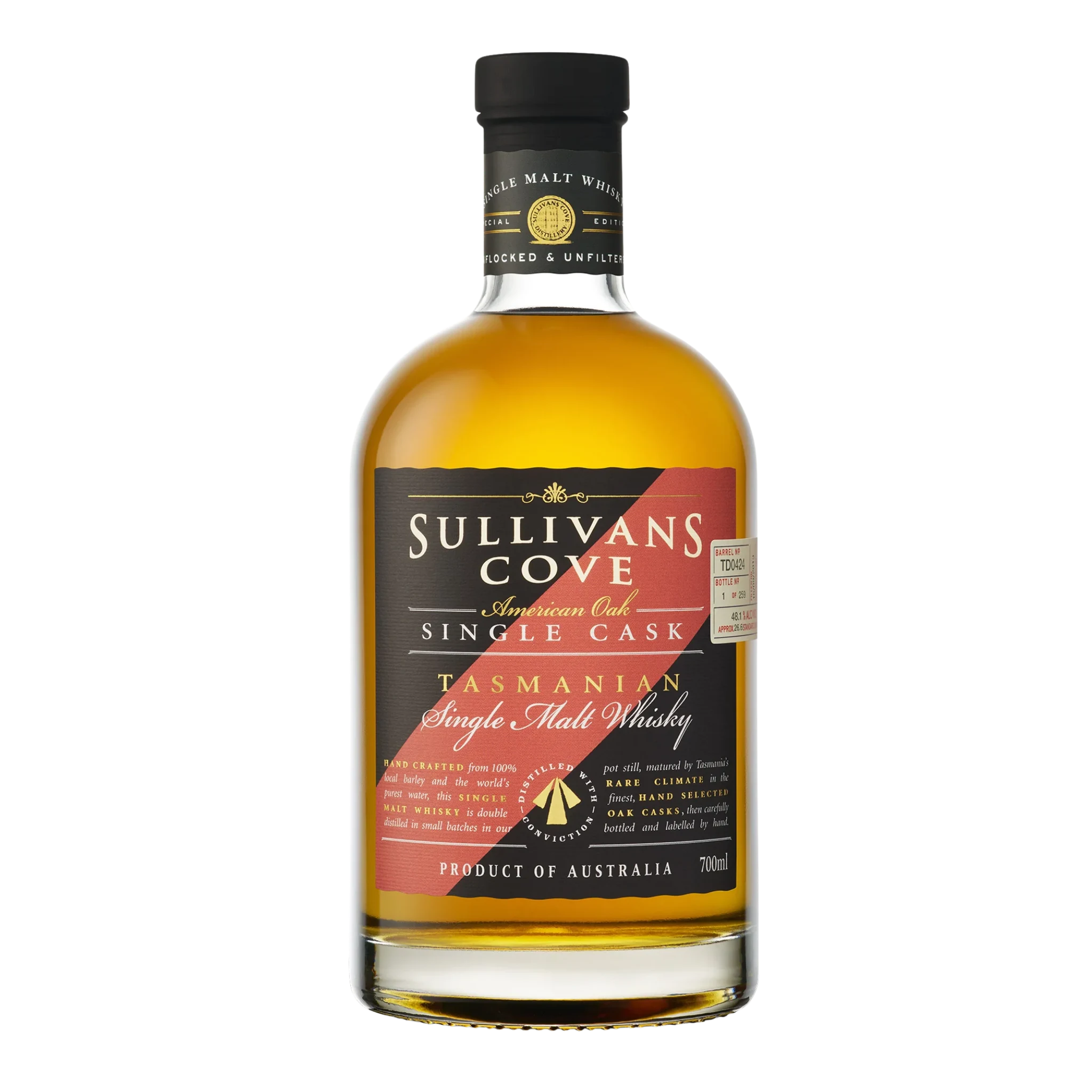 Sullivans Cove Old & Rare American Oak Second Fill Single Cask Single Malt Whisky 700ml (TD0424)