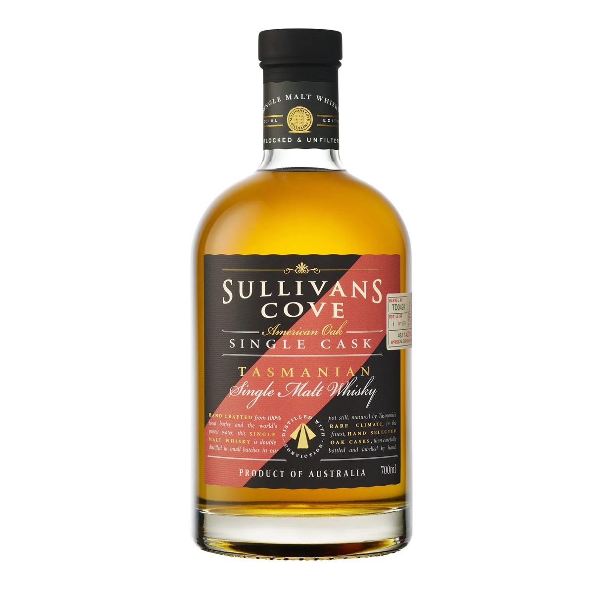 Sullivans Cove Old & Rare American Oak Second Fill Single Cask Single Malt Whisky 700ml (TD0424)