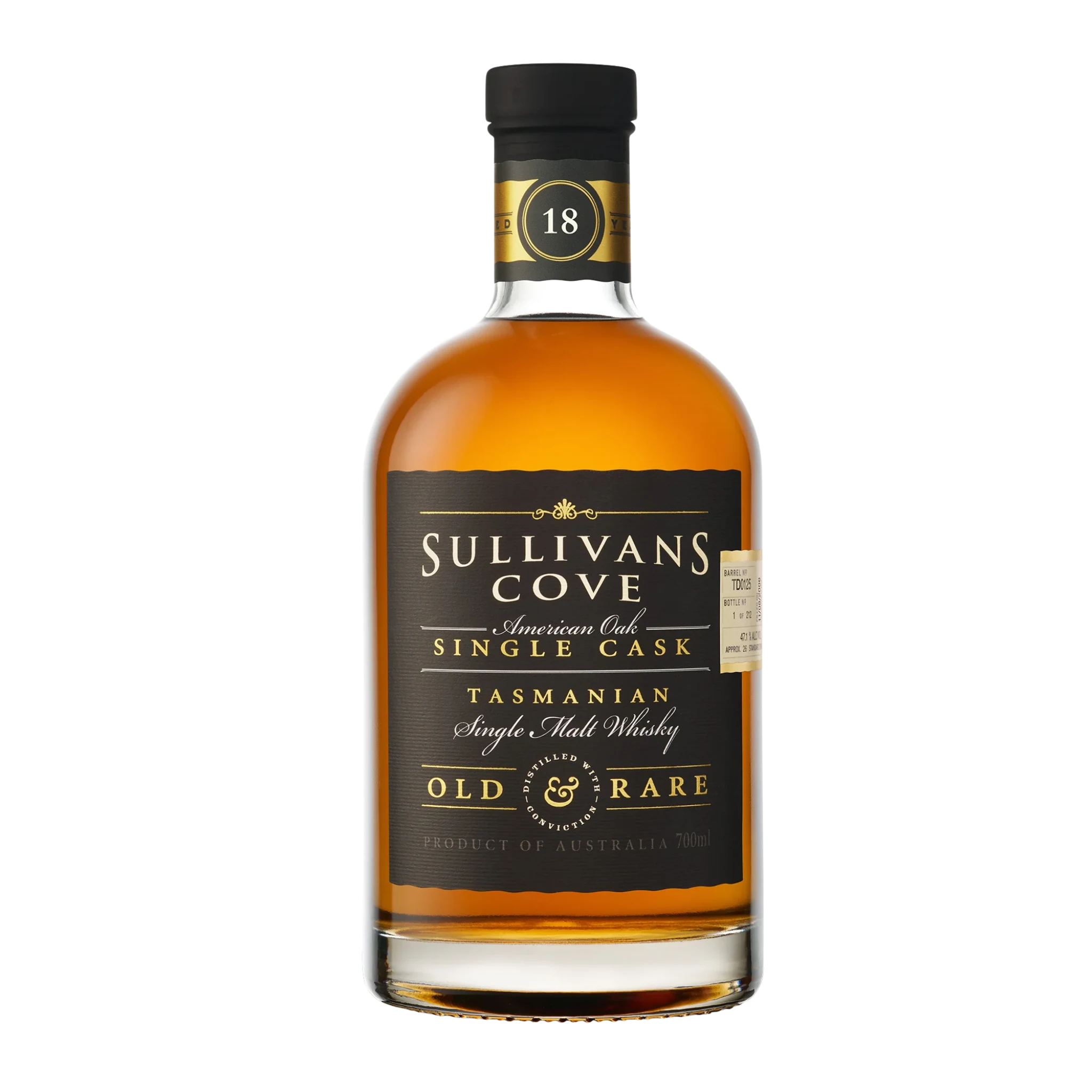 Sullivans Cove Old & Rare American Oak Single Cask 18 Year Old Single Malt Whisky 700ml (TD0125)