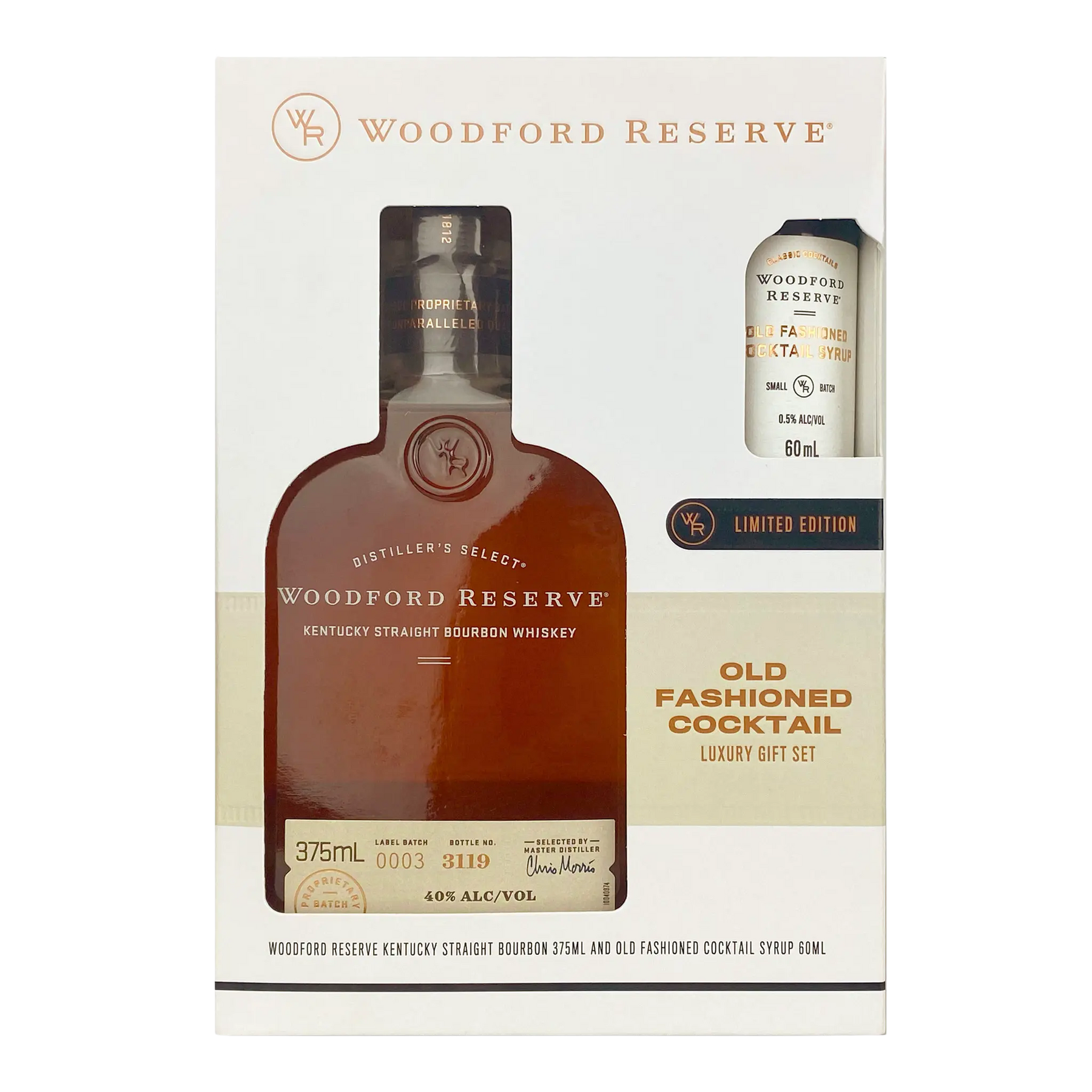 Woodford Reserve Kentucky Straight Bourbon Whiskey 375ml + Old Fashioned Cocktail Syrup 60ml - Kent Street Cellars