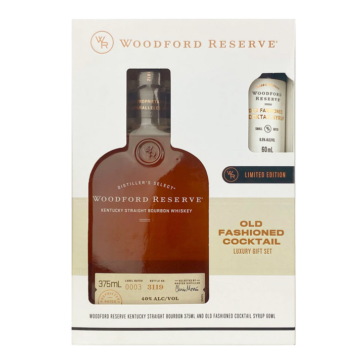 Woodford Reserve Kentucky Straight Bourbon Whiskey 375ml + Old Fashioned Cocktail Syrup 60ml