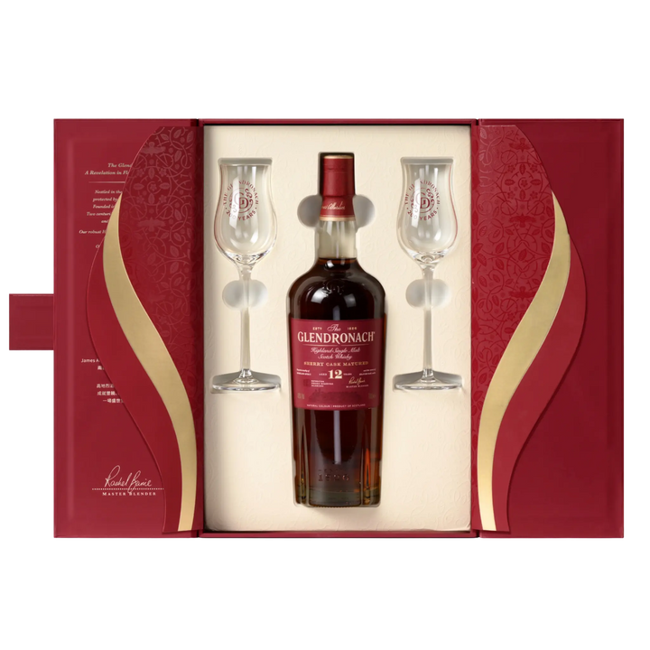 The Glendronach 12 Year Old Single Malt Whisky 700ml + 2 Glasses Limited Edition Gift Pack