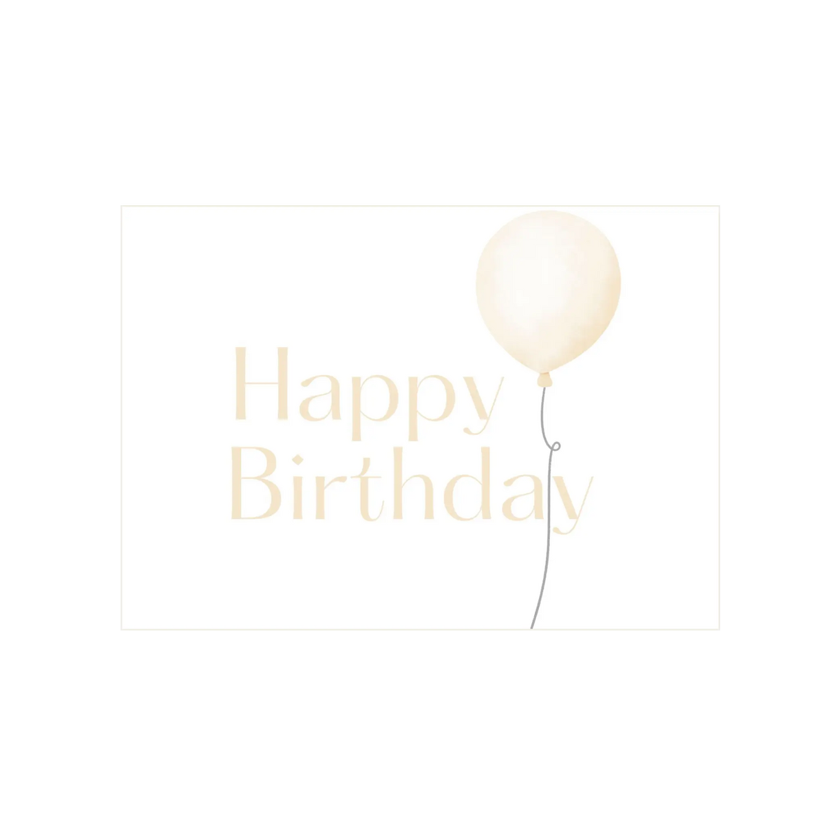 Happy Birthday Cream Balloon Greeting Card