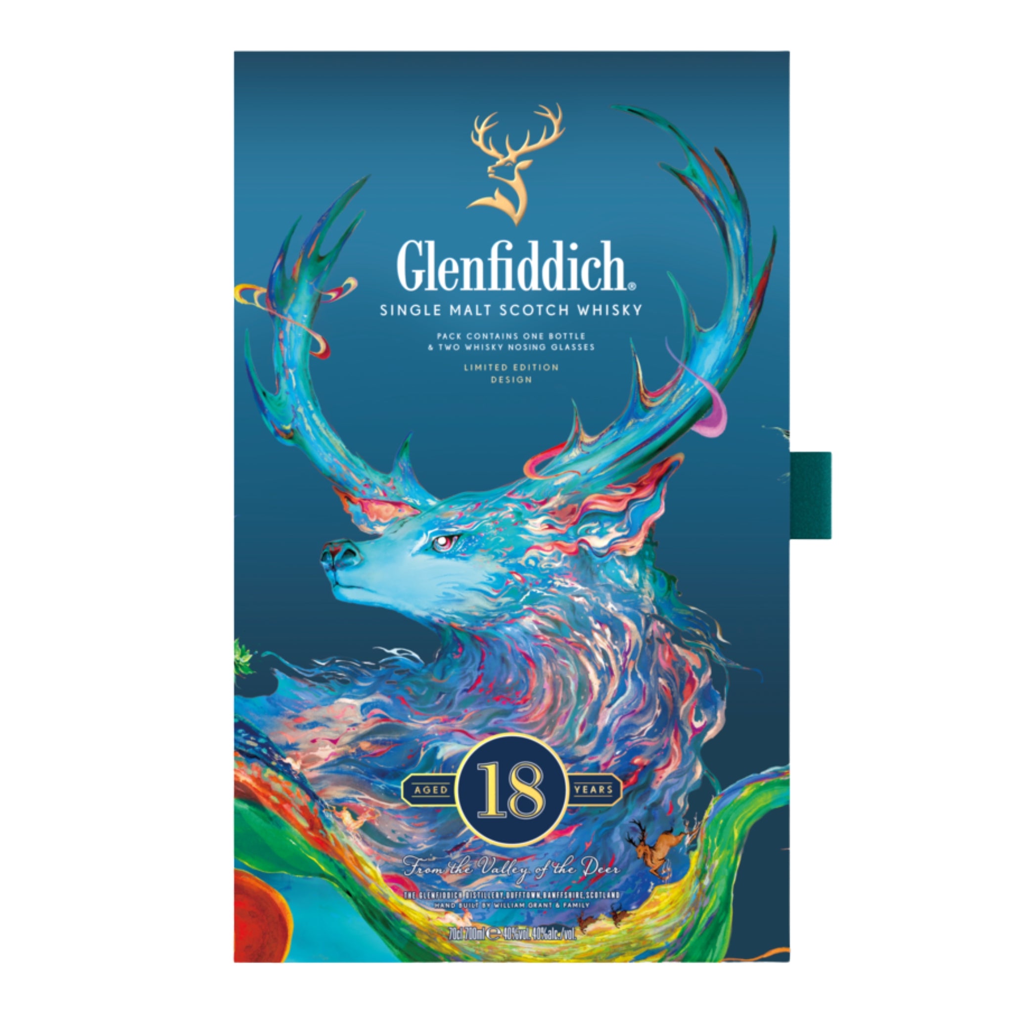 Glenfiddich 18 Year Single Malt Scotch Whisky + 2 Glasses Limited Edition Gift Pack