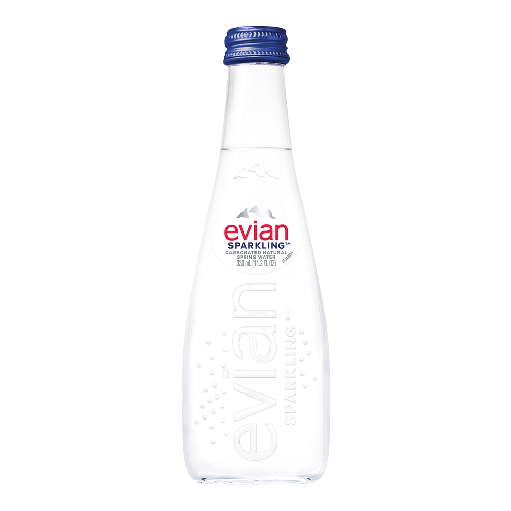 Evian Sparkling Mineral Water 330ml Glass Bottle (Case)