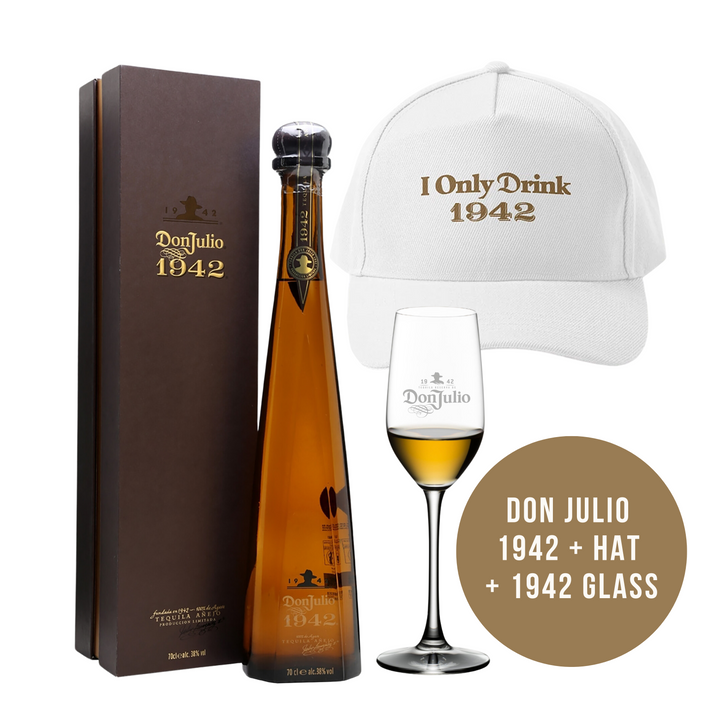 Don Julio 1942 Añejo Tequila 750ml, 1942 Baseball Cap + 1942 Tequila Glass