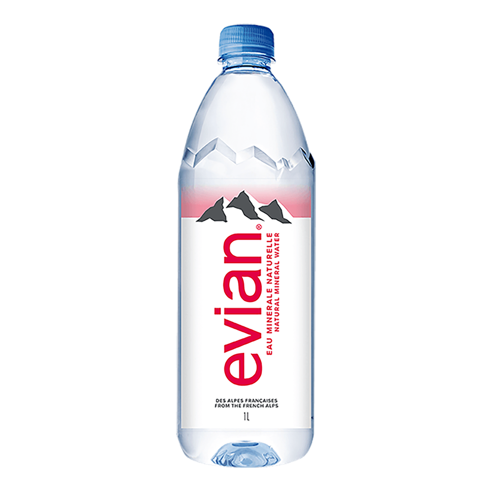 Evian Natural Mineral Water 1L PET Bottle (Case) - Kent Street Cellars