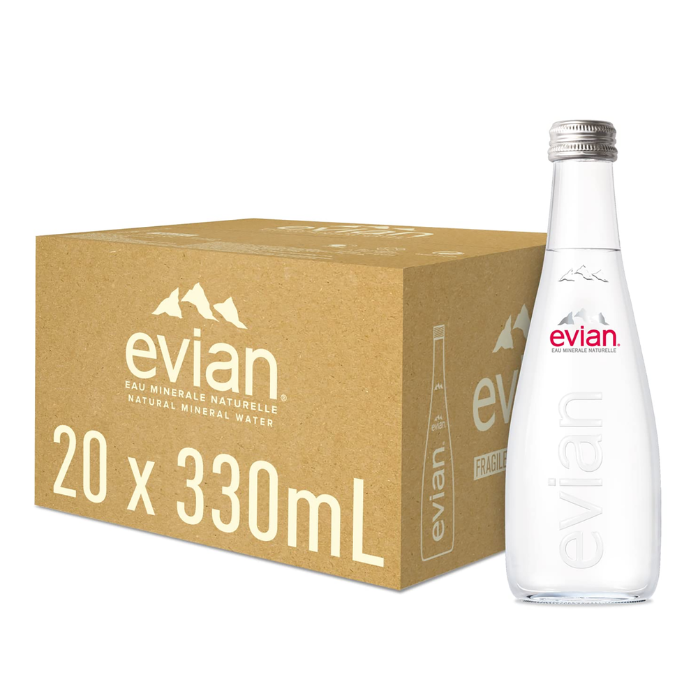 Evian Natural Mineral Water 330ml Glass Bottle (Case) - Kent Street Cellars