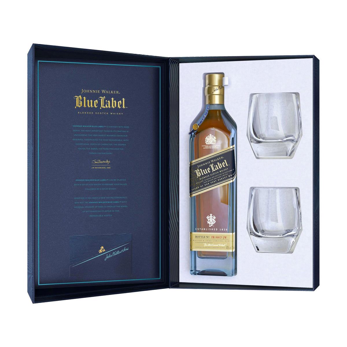 Johnnie Walker Blue Label Blended Scotch Whisky 700ml + 2 Glasses 200th Anniversary Limited Edition - Kent Street Cellars