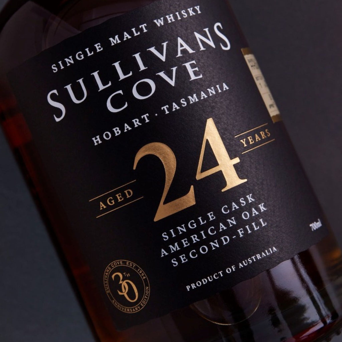 Sullivans Cove Old & Rare American Oak Second Fill Single Cask 24 Year Old Single Malt Whisky 700ml (HH0004) - Kent Street Cellars