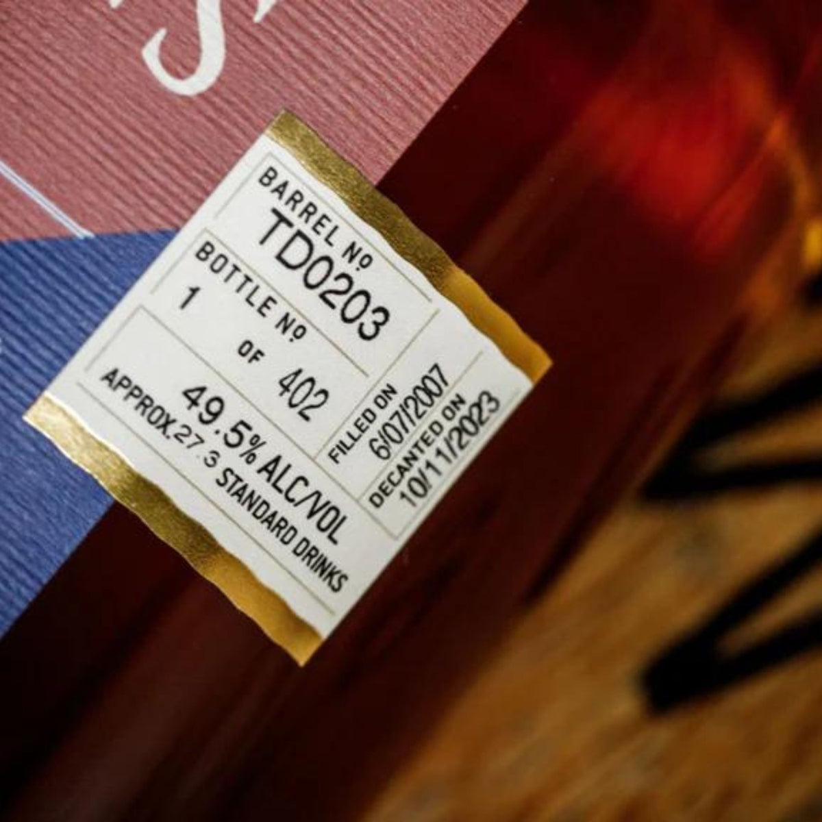 Sullivans Cove 16 Year Old French Oak Ex-Tawny Single Cask Single Malt Whisky 700ml (TD0203) - Kent Street Cellars