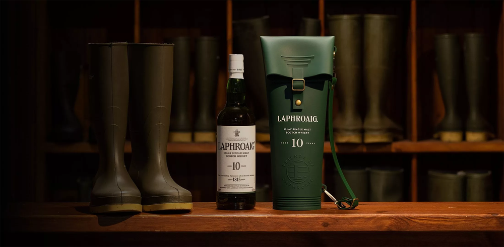 Laphroaig 10 Year Old Single Malt Scotch Whisky 700ml + Welly Boot Bag