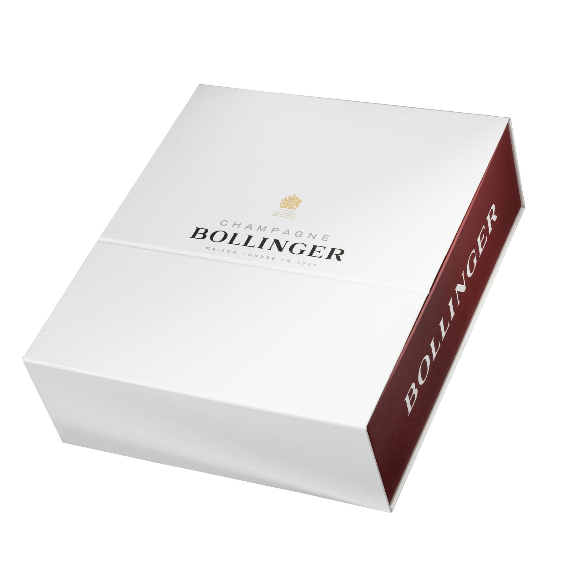 This Bollinger Special Cuvée gift set includes one 75cl bottle of Special Cuvée and two 29cl Bollinger-branded crystal glasses. The set is presented in a limited-edition branded gift box of red and white, making it a perfect luxury gift. - Kent Street Cellars