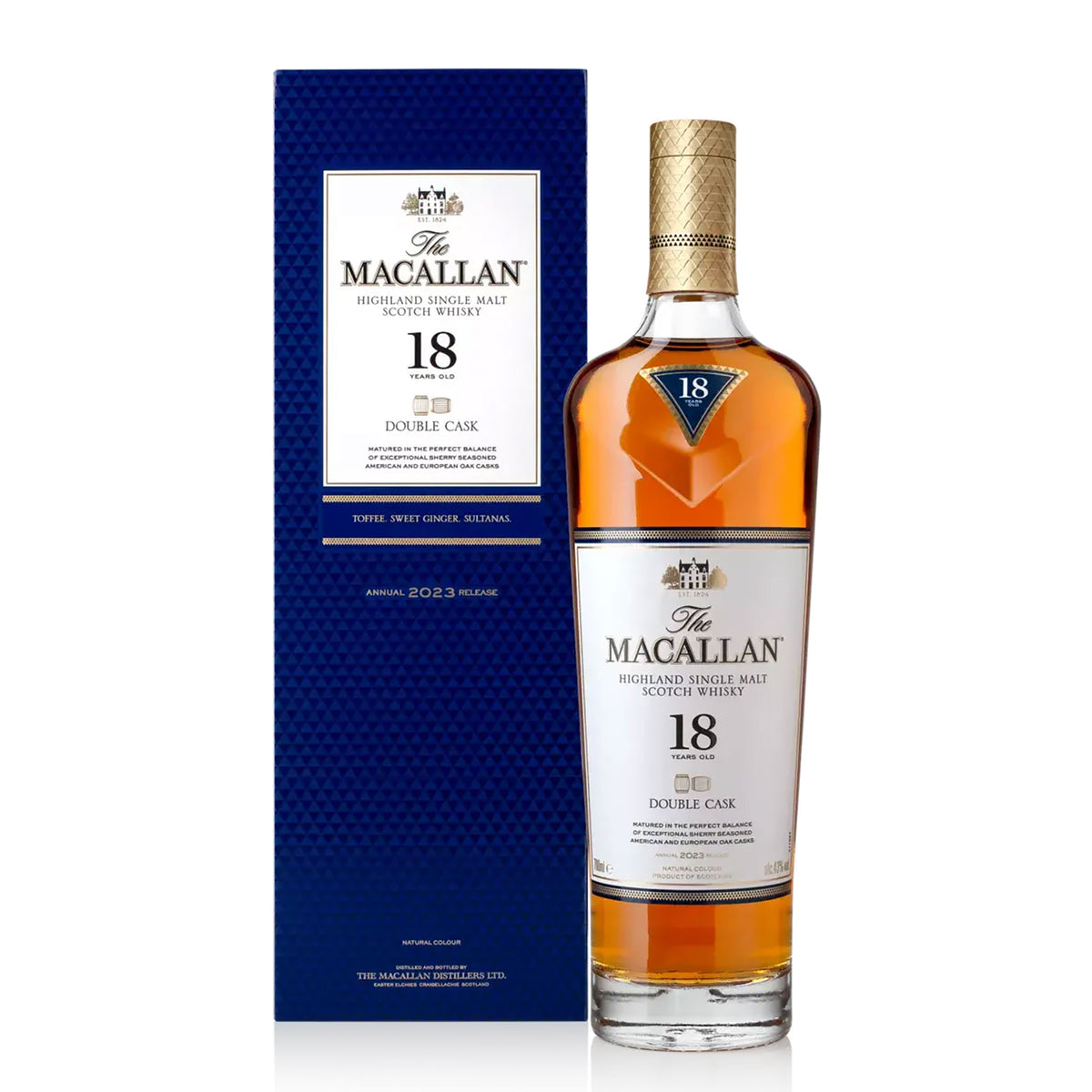 The Macallan Double Cask 18 Year Old Single Malt Scotch Whisky 700ml (2023 Release) - Kent Street Cellars