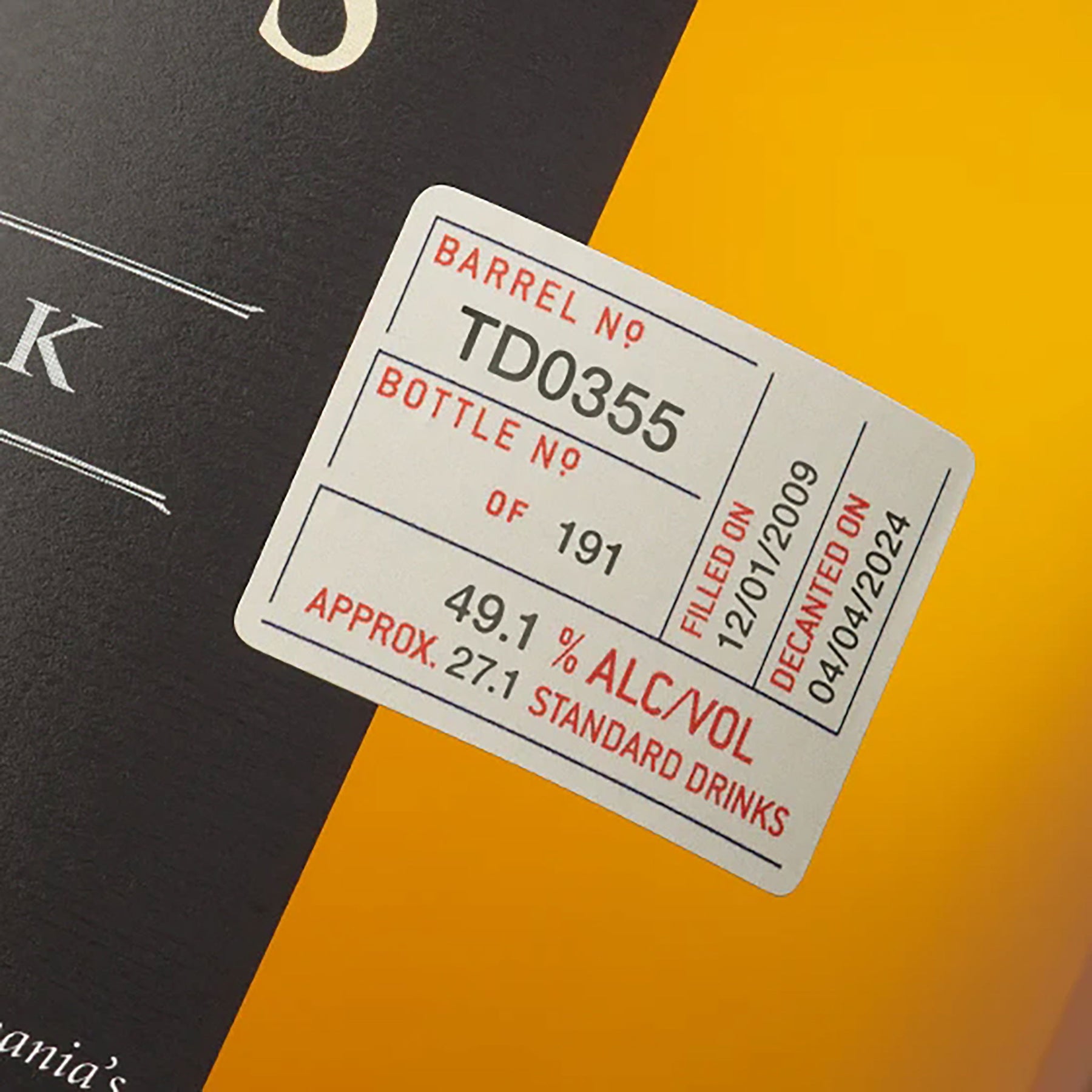 Sullivans Cove American Oak Ex-Bourbon Single Cask Single Malt Whisky 700ml (TD0355)