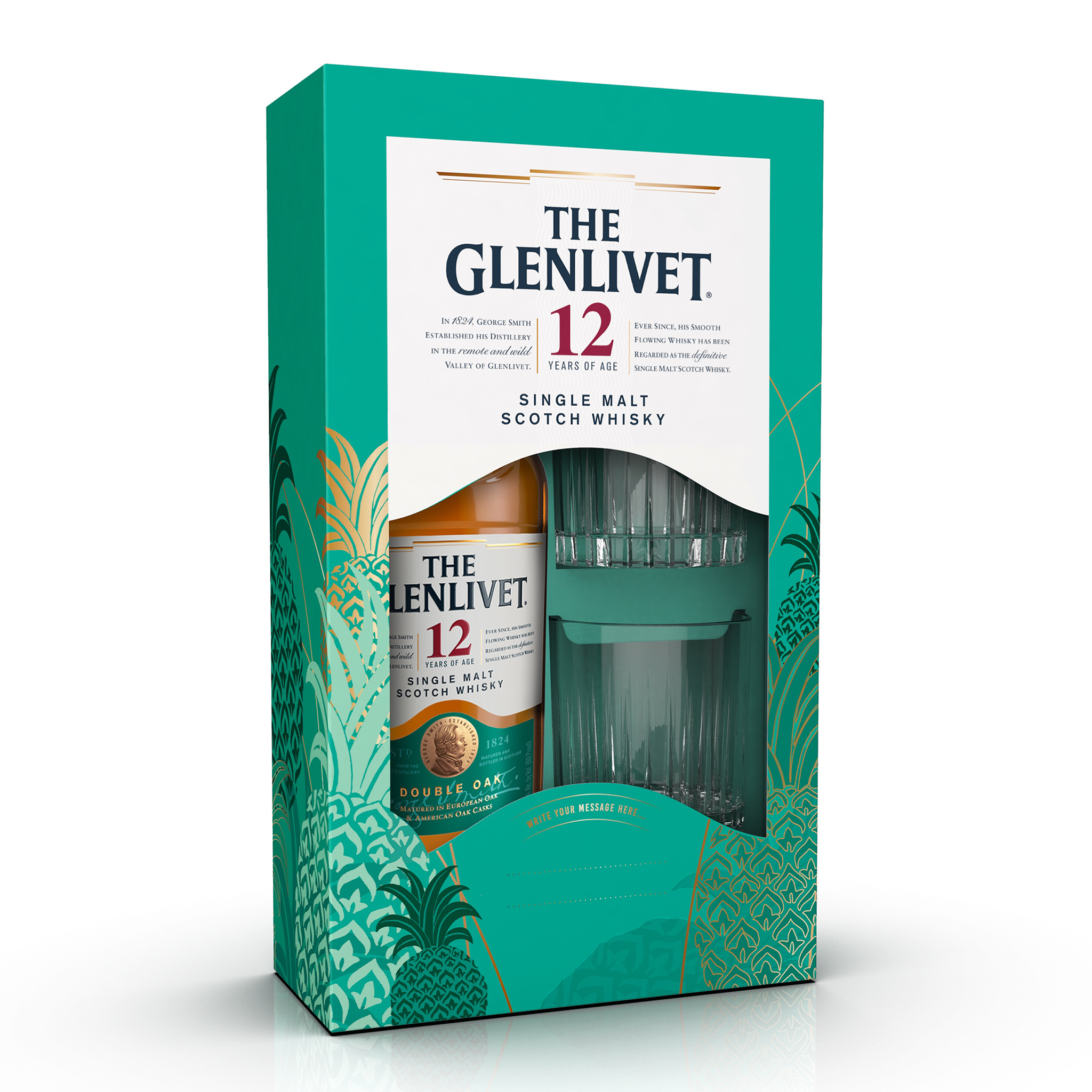 The Glenlivet 12 Year Old Single Malt Scotch Whisky + 2 Glasses
