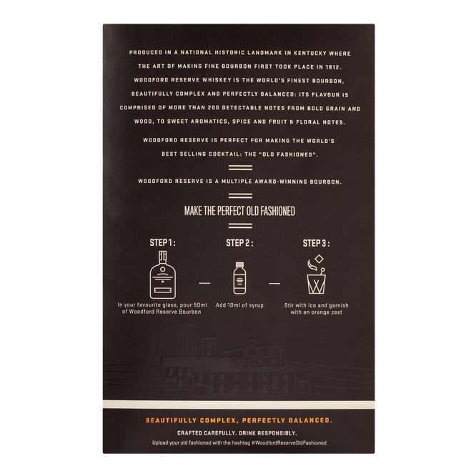 Woodford Reserve Kentucky Straight Bourbon Whiskey 700ml + Old Fashioned Cocktail Syrup