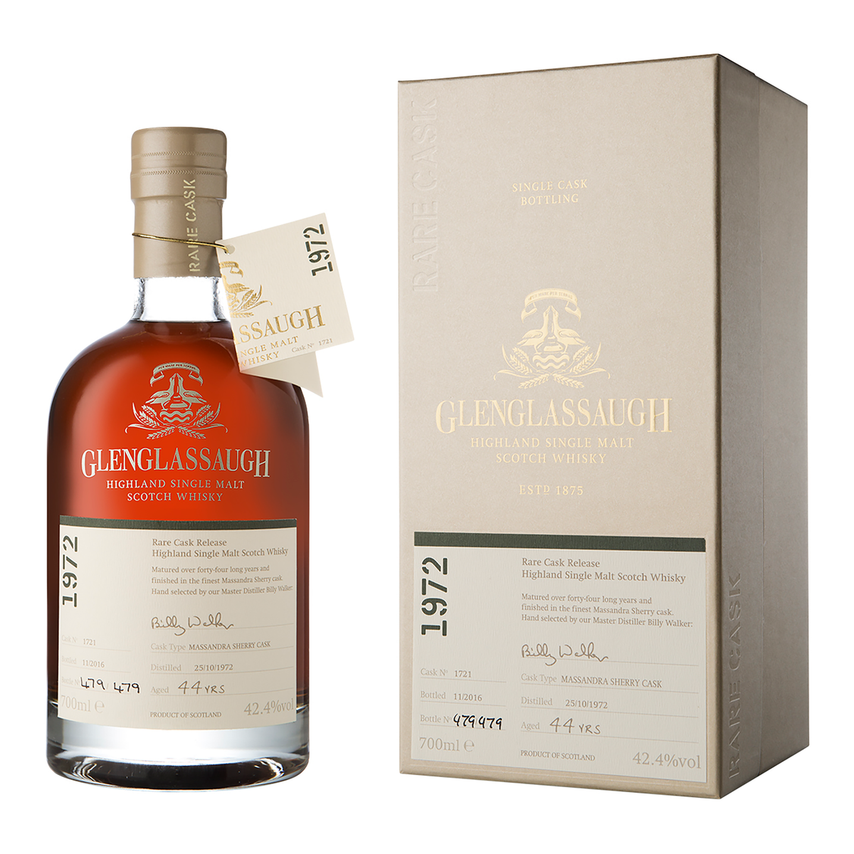 GlenGlassaugh 1972 Rare Cask #1721 Release Massandra Sherry Cask 44 Year Old Single Malt Scotch Whisky 700ml - Kent Street Cellars