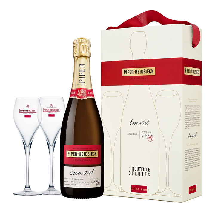Piper-Heidsieck Essentiel Extra Brut + 2 Champagne Flutes