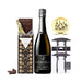 french champagne, gourmet compartes chocolate with butter caramels and champagne popper