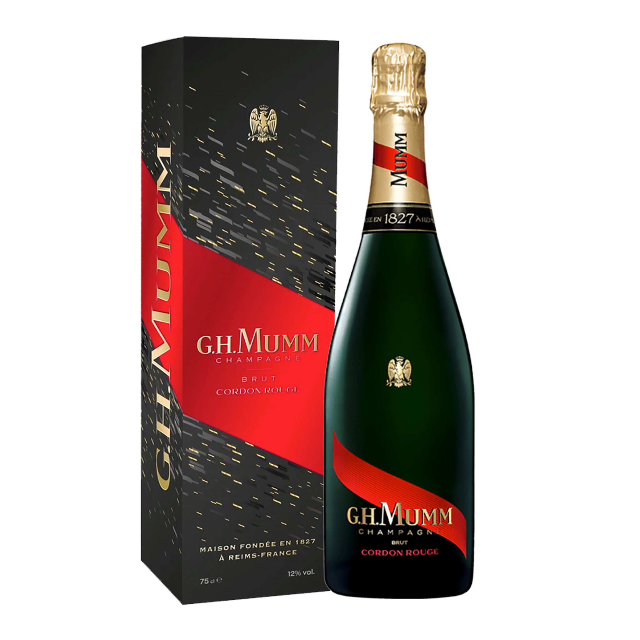 G.H Mumm Grand Cordon Brut Champagne gift set with 2 glasses 750ml