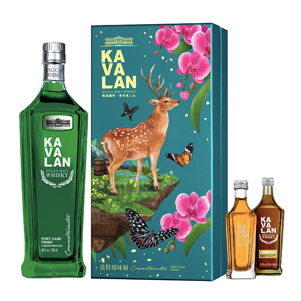Kavalan Native Species Sika Deer Concertmaster Port Cask Finish Single Malt Taiwanese Whisky Gift Set (700ml + 2x 50ml) - Kent Street Cellars