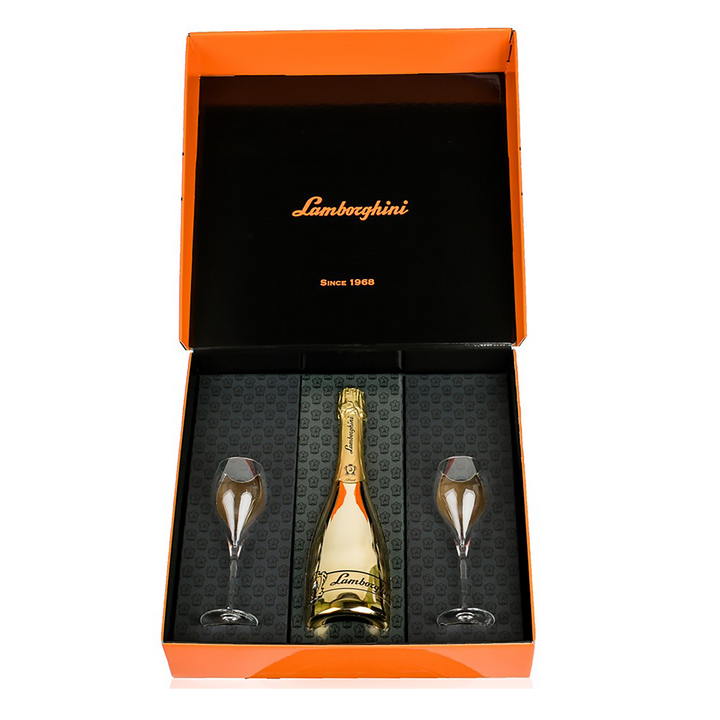 Lamborghini: Oro Vino Spumante with 2 Glasses Gift Set