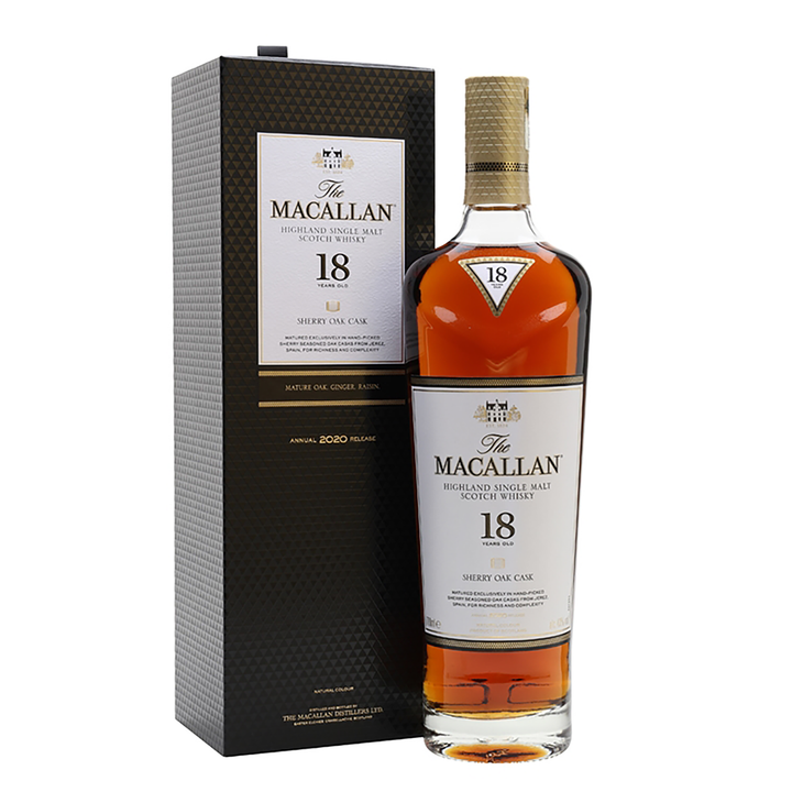 The Macallan 18 Year Old Sherry Oak Cask Single Malt Whisky 700ml (2020 Release)