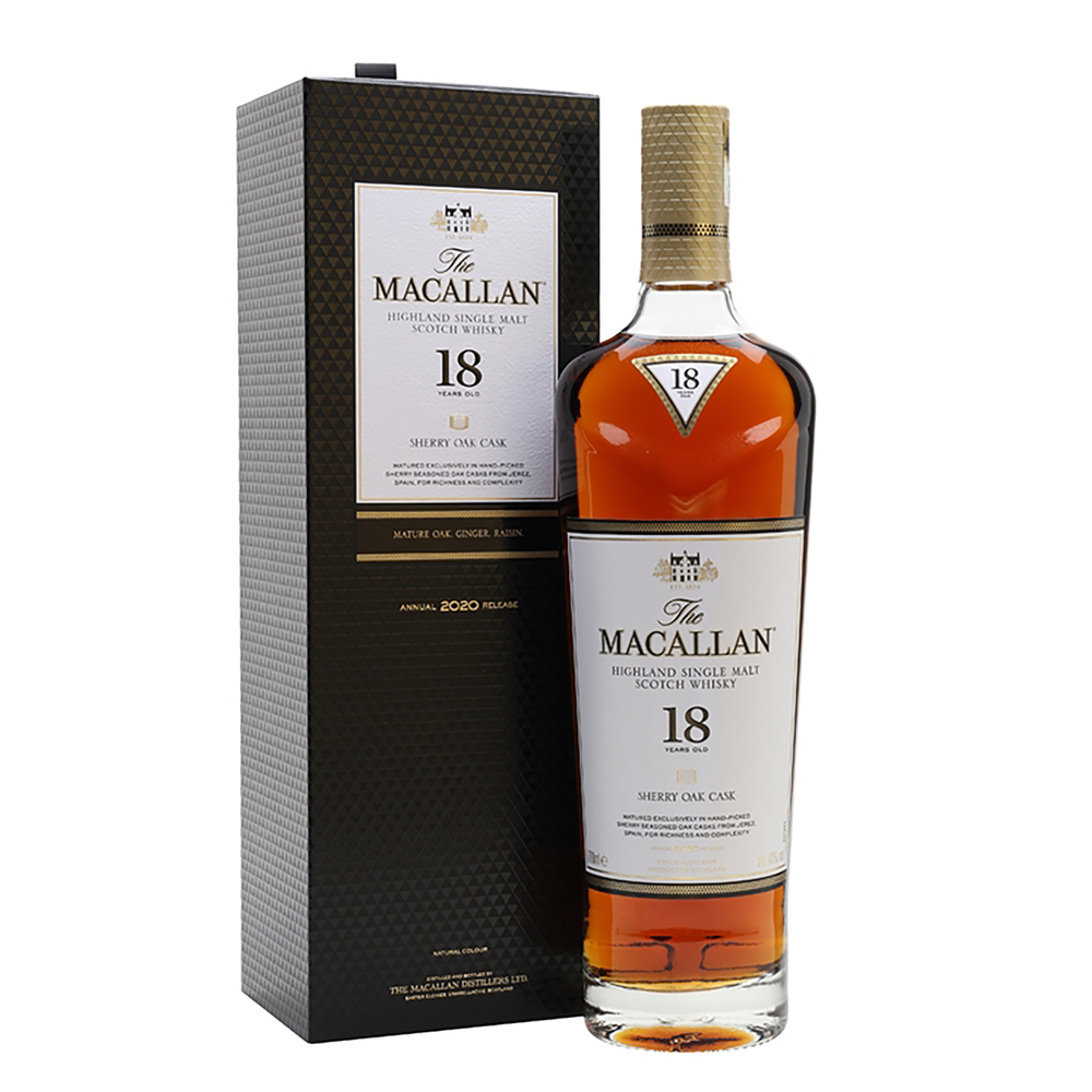 The Macallan 18 Year Old Sherry Oak Cask Single Malt Whisky 700ml (2020 Release) - Kent Street Cellars