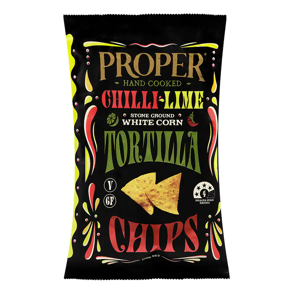 Proper Crisps Chilli & Lime Tortilla Chips 170g - Kent Street Cellars