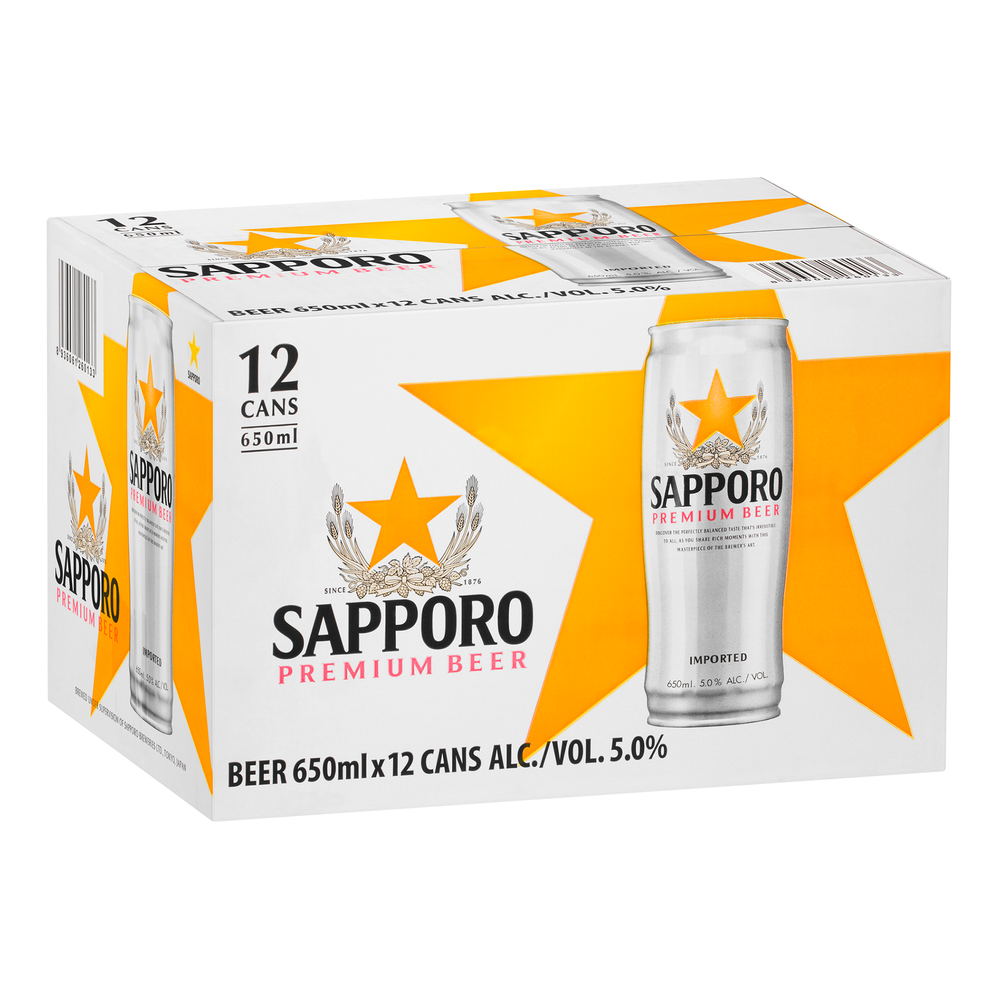 Sapporo Premium Beer 650mL Can (Case) - Kent Street Cellars