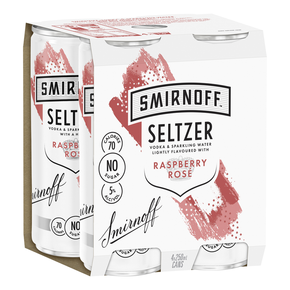 Smirnoff Seltzer Raspberry & Rosè (4 Pack)