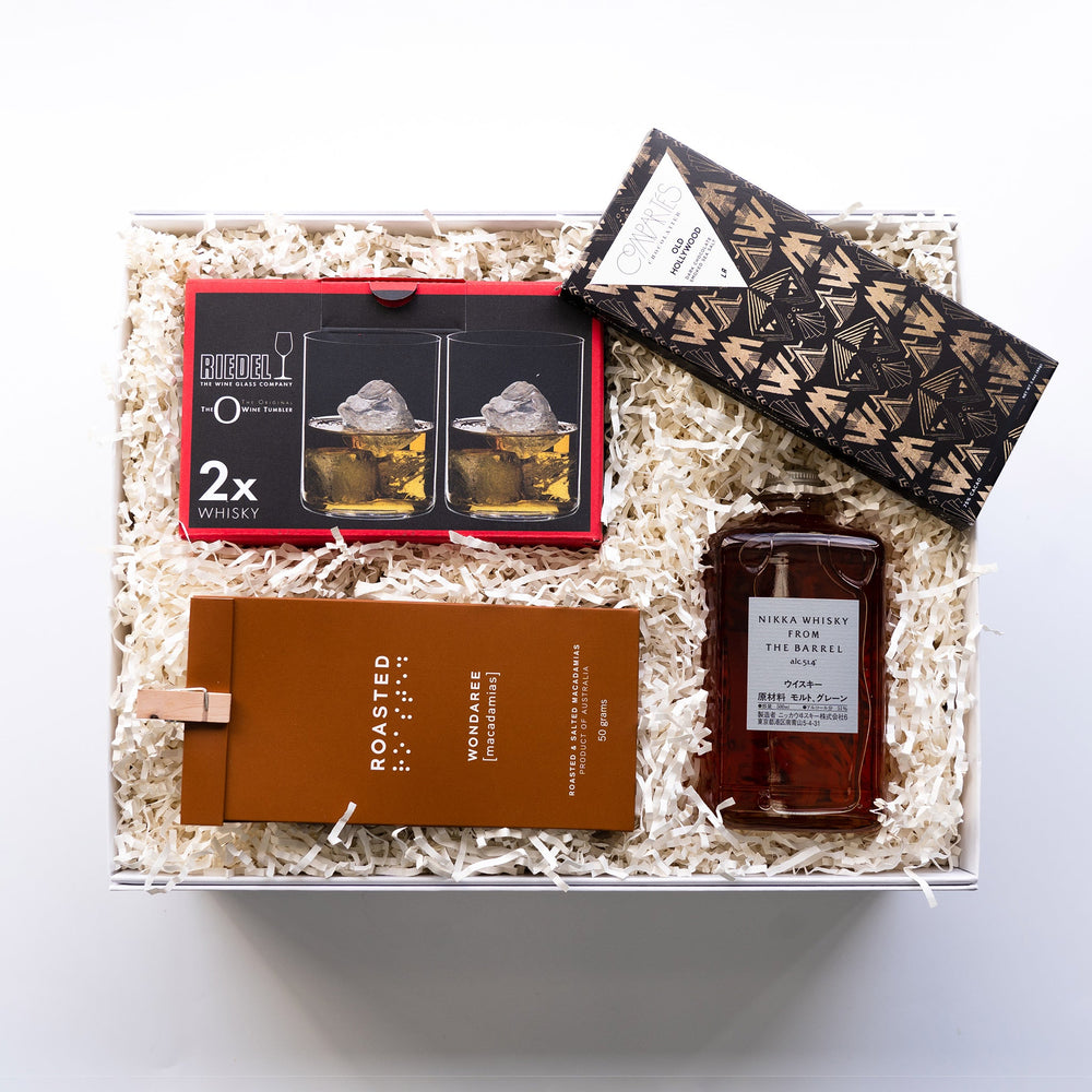 Japanese Whisky and glassware gift with snacks